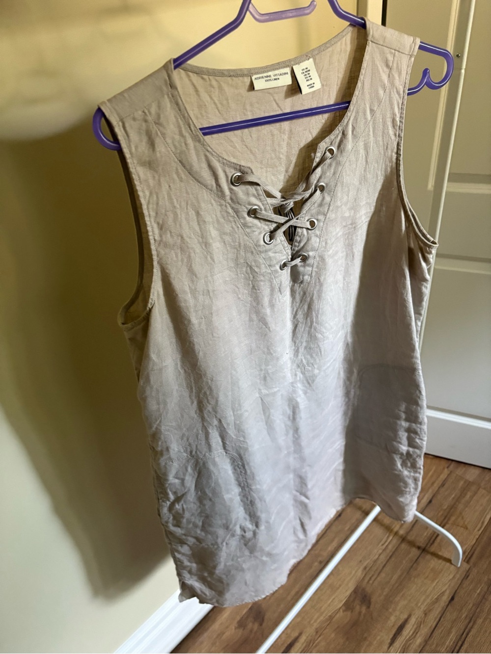 100% Linen Sleeveless Lace-Up Dress